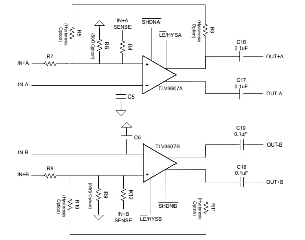 Schéma de principe - Texas Instruments Module d'évaluation TLV3607EVM